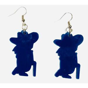 Acrylic Earrings - 1.75" x 1.15" Colonel Reb - Dark Blue - E110-A09